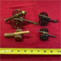 Vintage Cast Iron And Brass Miniature Cannons,