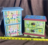 Painted Wooden Jewelry/Storage Boxes