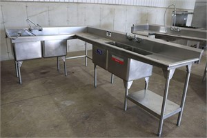 STAINLESS STEEL DOUBLE SINK WASH STATION