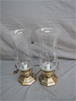 Vintage Brass Hurricane Working Table Lamps