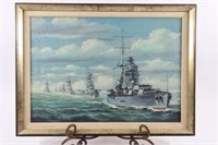 Salvatore Colacicco Signed Oil Battleship Artwork