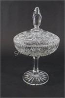 Lidded Cut Glass / Crystal Pedestal Candy Dish