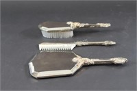 Silverplate 3PC Vanity Mirror, Brush & Comb Set