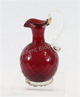 Antique Ruby Red Venetian Murano Italy Pitcher
