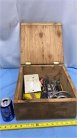 Wooden Box with Various Tools