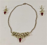 VTG Costume Jewelry Necklace & Earring Set Manufac