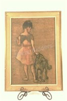 Vintage Picasso Little Girl w Dog Framed Print