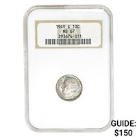 1949-S Roosevelt Dime NGC MS67
