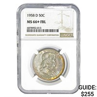 1958-D Franklin Half Dollar NGC MS66+ FBL