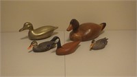 Hand Carved Ducks Signed Numbered &1 Brass