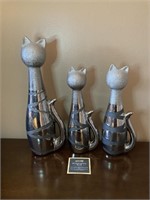 Set of 3 Slender Cat Sculptures