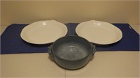 Old Serving Platters Germany & Blue Pottery