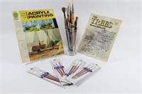 Assorted Artist Brushes and Instruction Books