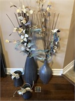 Lot of Black & Grey Vases & Candle Holders