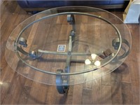 Oval Metal Glass Top Coffee Table