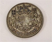 1942 Canada Fifty Cent Silver Circulated Coin