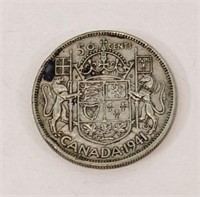 1941 Canada Fifty Cent Silver Circulated Coin