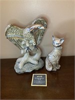 Filigree Eagle & Cat Resin Figurines