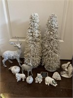 Lot of White Dusted Trees & Animals