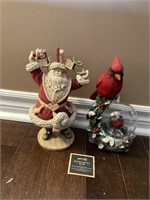 Joyful Santa & Cardinal Globe Decor