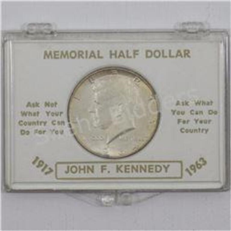 Memorial Kennedy 1964 SIlver Coin in Case