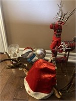 Lot of Assorted Christmas Decor w Antler Hat