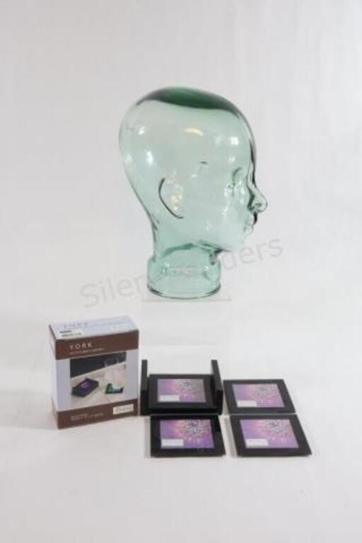 Glass Display Head & Coaster Set