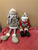 Lot of 2 Grey & Red Snowman Decorations
