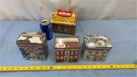 Vintage Tin Houses Ornaments set of 3 by Lilian