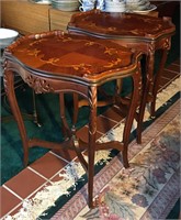 Antique Lamp Tables w/ 4 Different Inlay Woods