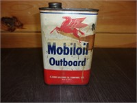vintage mobiloil outboard motor can