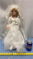 Vintage Blonde Bride Porcelain Doll 20" Doll w/