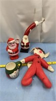 Gourd painted as Santa , Stuffed Elf, Santa