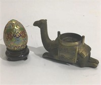 Asian Brass Camel & Enamel Egg K15B