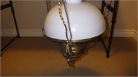 Vintage Large Milk Glass Hanging Swag Lamp