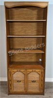 Wood Grain Bookcase Cabinet w Lower Cupboard