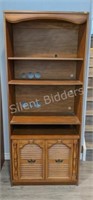 Wood Grain Bookcase Cabinet w Lower Cupboard