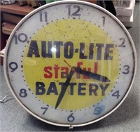 1954 Lackner Auto-Lite Sta-Ful Battery Clock WORKS