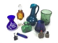 9 Vtg Art Glass Vases & Other Mini. Vessels