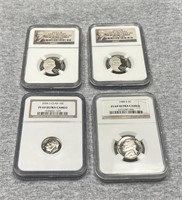 Group of NGC Graded Dimes and Nickels