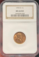 NGC 1955D MS66 RD Graded Wheat Cent