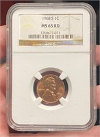 NGC 1968S MS65 RD Lincoln Memorial Cent Graded