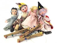 3 Vtg Marionettes Tangled Strings & Puppet