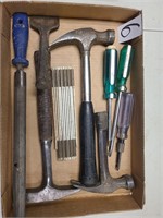 Hammers, chisel, file, folding ruler.