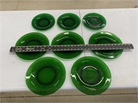 Group of Green Glass Plates