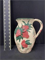 Richard Kale Strawberry Spongeware Pottery Pitcher