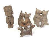4 Tribal Carved Clay Figures