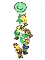 Vtg Hand Painted Ceramic Parrot Wind Chimes