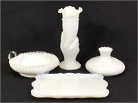 Vtg Milk Glass / Ceramic Decorative Pieces