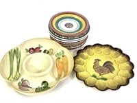 Glazed Pottery Plates, Egg Platter & More